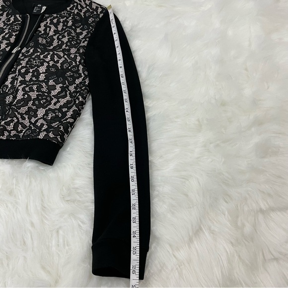 H&M Black Lace Bomber Jacket With Nude Base, Size Small - Picture 6 of 8